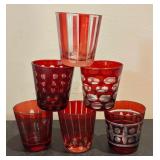 Set of Vintage Bohemian Ruby Flashed Shot Glasses