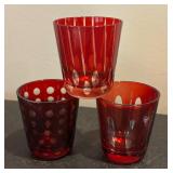 Set of Vintage Bohemian Ruby Flashed Shot Glasses