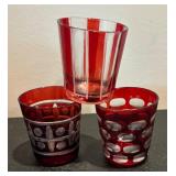 Set of Vintage Bohemian Ruby Flashed Shot Glasses