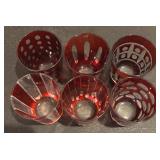 Set of Vintage Bohemian Ruby Flashed Shot Glasses