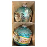 Set of 6 Vintage Hand-Painted Glass Christmas Ornaments