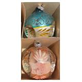 Set of 6 Vintage Hand-Painted Glass Christmas Ornaments