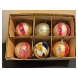 Six Vintage Glass Christmas Ornaments