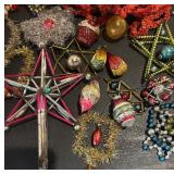 Vintage Christmas Ornament Collection and Tinsel Garland