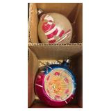 Set of 6 Vintage Glass Christmas Ornaments with Hand-Painted Designs