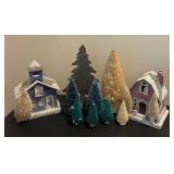 Vintage Cardboard Village Houses and Trees