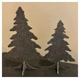 Vintage Holiday Glitter Houses and Bottle Brush Trees Village Set