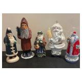 Set of 5 Vintage Style Santa Figurines and Ornaments