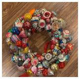 Amazing and Festive Vintage Ornament Wreath Crafted with Vintage Glass Christmas Ornaments