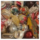 Collection of Vintage Glass Christmas Ornaments Assorted Shapes