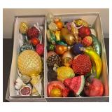 Collection of Vintage Glass Fruit Christmas Ornaments