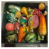Collection of Glass Fruit and Vegetable Christmas Ornaments