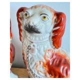 Pair of 10-Inch Vintage Staffordshire Spaniel Dog Figurines