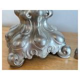 Pair of Svenskt Tenn 7.5" Pewter Candlesticks with Ornate Design