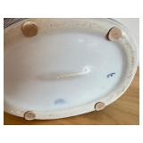 Blue and White Porcelain Planter with Floral Design, 10 Inch