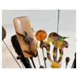 Collection of Vintage Hat Pins with Metal Hat Pin Holder