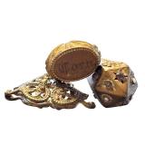 Set of 3 Antique Hat Pins with Ornate Gold-Tone Designs