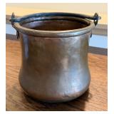 Vintage Copper Pot with Iron Handle, 6.25 Inches Tall