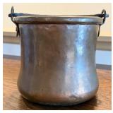 Vintage Copper Pot with Iron Handle, 6.25 Inches Tall