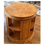 Round Wood Side Table with Shelving, Made in Great Britain