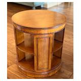 Round Wood Side Table with Shelving, Made in Great Britain