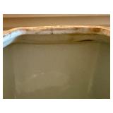 Vintage Hexagonal Porcelain Lidded Jar with Floral and Crest Motif, 6.25 Inches Tall