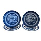 Set of 4 Mottahedeh 10-Inch Blue Canton Historic Charleston Plates