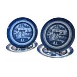 Set of 4 Mottahedeh 10-Inch Blue Canton Historic Charleston Plates