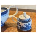 Mottahedeh Blue Canton Gravy Server and Mustard PotÂ 