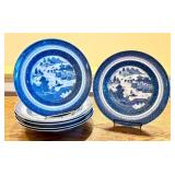 Set of 6 Mottahedeh Blue and White 10-Inch Soup or Pasta Bowls