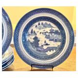 Set of 6 Mottahedeh Blue and White 10-Inch Soup or Pasta Bowls