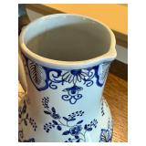 Hand Painted French Ceramic Beer Stein with Lid, 9.5 Inches Tall