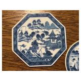 Set of 2 Mottahedeh Historic Charleston Blue and White Porcelain Trivets, 5-Inch and 6-Inch