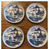 Set of 4 Mottahedah Blue Canton Coasters, 3.5"