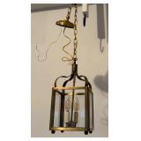 Hanging Brass and Glass Lantern Light Fixture,