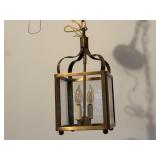 Hanging Brass and Glass Lantern Light Fixture,