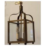 Hanging Brass and Glass Lantern Light Fixture,