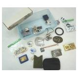 Bin of Belt Buckles, pins, clasps, patches and more Bin of Belt Buckles, pins, clasps, patches and more