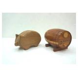 Vintage Old Money Barrel Coin Bank & Wooden Piggy Bank Vintage Old Money Barrel Coin Bank & Wooden Piggy Bank