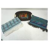 Vintage Tray and Woven Table Runners Vintage Tray and Woven Table Runners