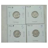 1944 Mercury Dimes (4ct) 1944 Mercury Dimes (4ct)