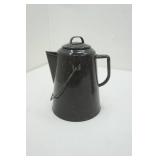 Black Enamelware Coffee Pot w/lid 8" tall Black Enamelware Coffee Pot w/lid 8" tall