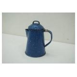 Small Blue Enamelware Coffee Pot with lid 5.5" tall Small Blue Enamelware Coffee Pot with lid 5.5" tall