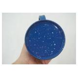 Small Blue Enamelware Coffee Pot with lid 5.5" tall Small Blue Enamelware Coffee Pot with lid 5.5" tall