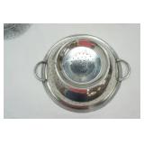 Large Metal Colander, Wire Hanging Basket, Tin with Lid & Cranberry Mold Jar Large Metal Colander, Wire Hanging Basket, Tin with Lid & Cranberry Mold Jar