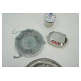 Large Metal Colander, Wire Hanging Basket, Tin with Lid & Cranberry Mold Jar Large Metal Colander, Wire Hanging Basket, Tin with Lid & Cranberry Mold Jar