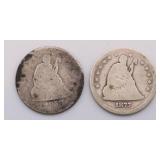 1858 & 1877 Seated Liberty Quarter Lot