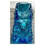 Vintage Fenton Collection - Colonial Pink Thumbprint Footed Compote 6" Wide , Green Thumbprint Ruffled Compote 8" Wide and Hobnail Blue Cat Head Shoe