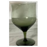 Mid Century Modern Smokey Brown Glasses - 7 Wine and 6 Sorbet