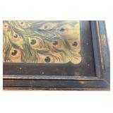 Vintage Art Deco Peacock Over the Moon Reverse Painted Art Cocktail Serving Tray